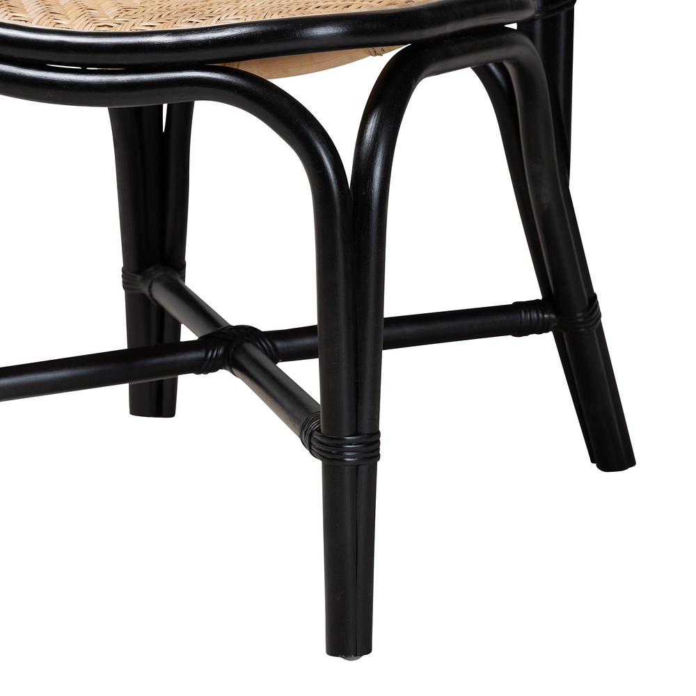 Two-Tone Black and Natural Brown Rattan Dining Chair. Picture 16