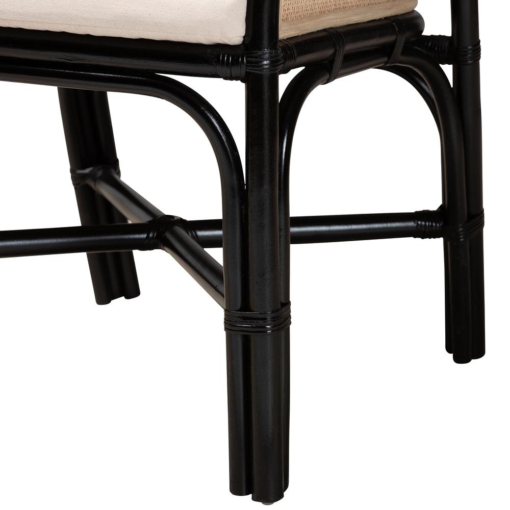 Bohemian Two-Tone Black and Natural Brown Rattan 2-Piece Dining Chair Set. Picture 14