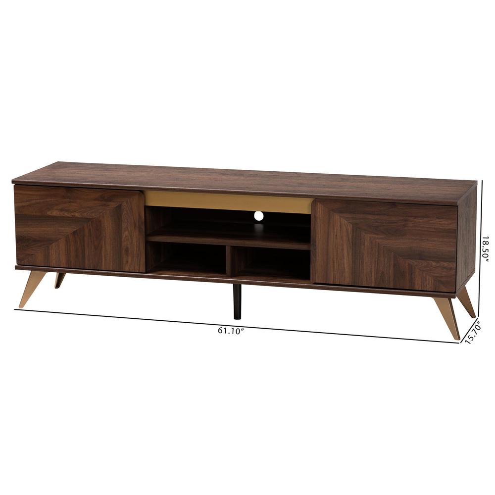Transitional Walnut Brown Finished Wood 2-Door TV Stand. Picture 20