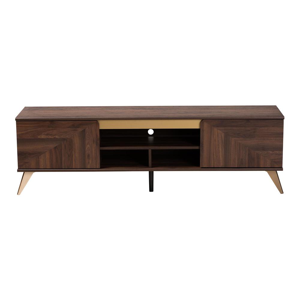 Transitional Walnut Brown Finished Wood 2-Door TV Stand. Picture 13
