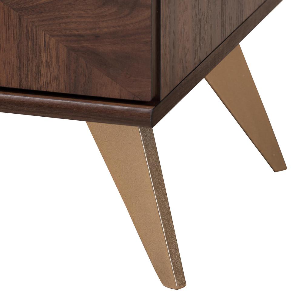 Transitional Walnut Brown Finished Wood 2-Door TV Stand. Picture 16