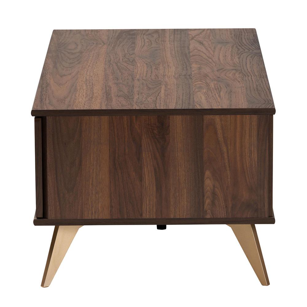 Transitional Walnut Brown Finished Wood 2-Drawer Coffee Table. Picture 15