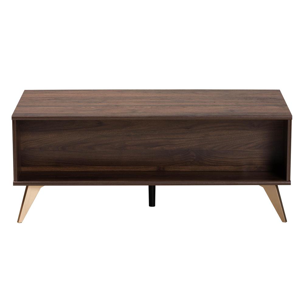 Transitional Walnut Brown Finished Wood 2-Drawer Coffee Table. Picture 16