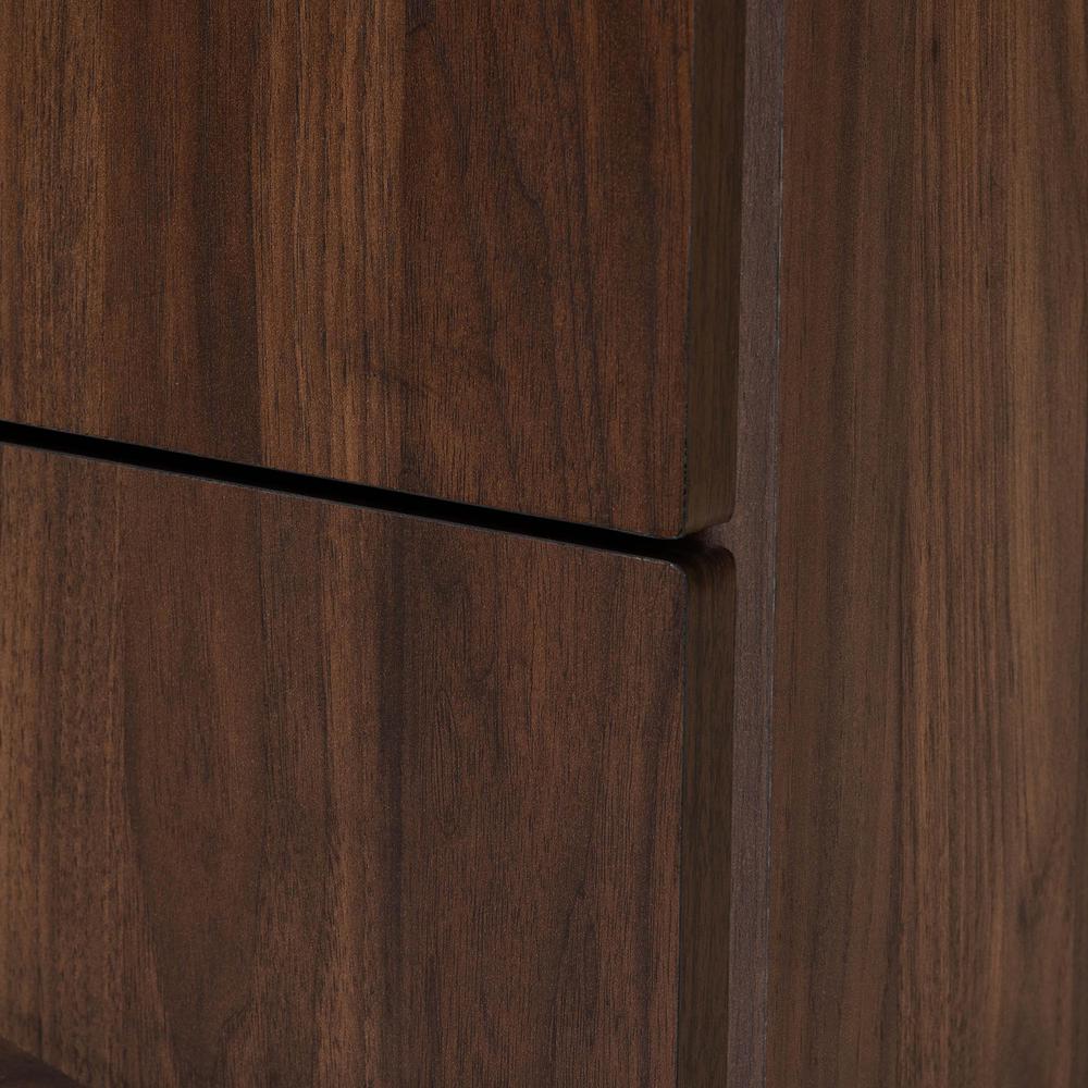Transitional Walnut Brown Finished Wood 2-Drawer Nightstand. Picture 15