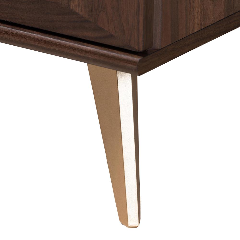 Transitional Walnut Brown Finished Wood 2-Drawer Nightstand. Picture 16