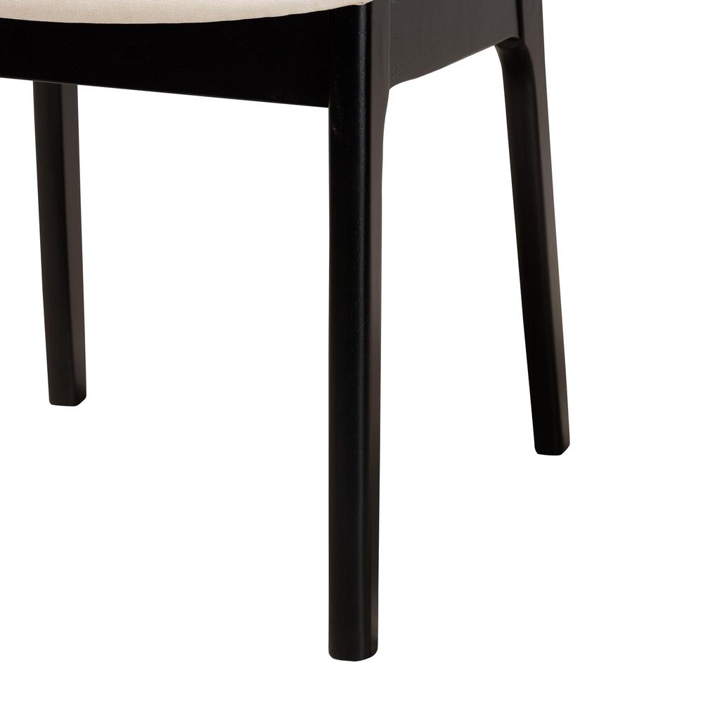 Cream Fabric and Black Finished Wood 7-Piece Dining Set. Picture 16