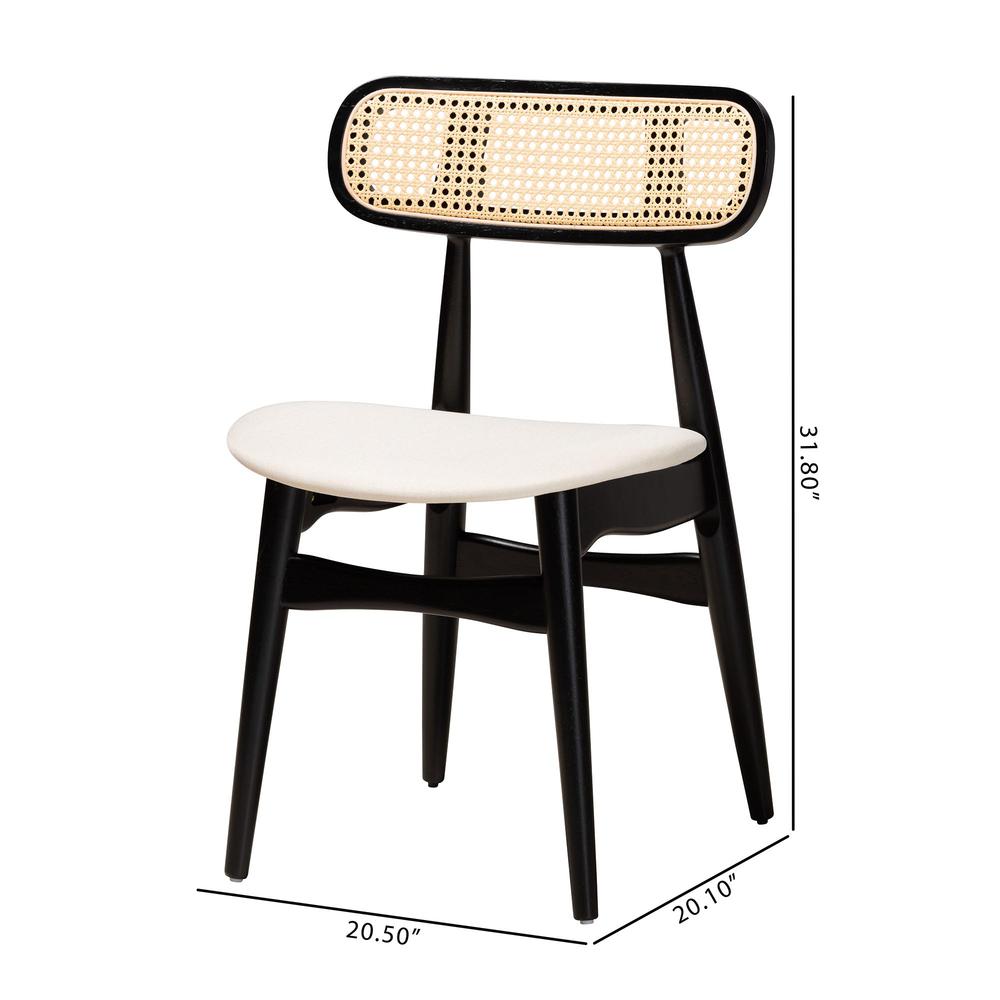 Cream Fabric and Black Finished Wood 2-Piece Dining Chair Set. Picture 18