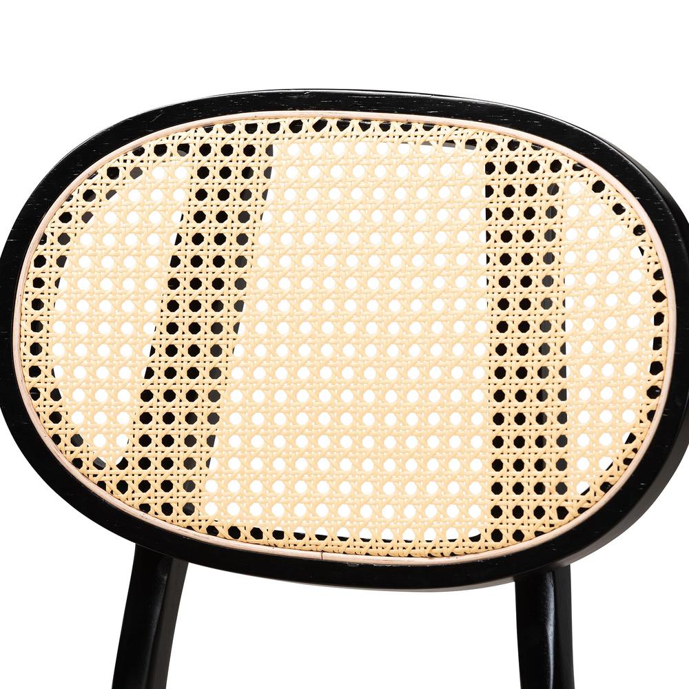 Cream Fabric and Black Finished Wood 2-Piece Counter Stool Set. Picture 13