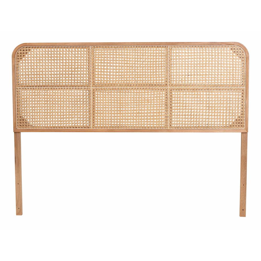 Lainer Modern Bohemian Natural Brown Finished Bayur Wood and Bamboo Headboard. Picture 10