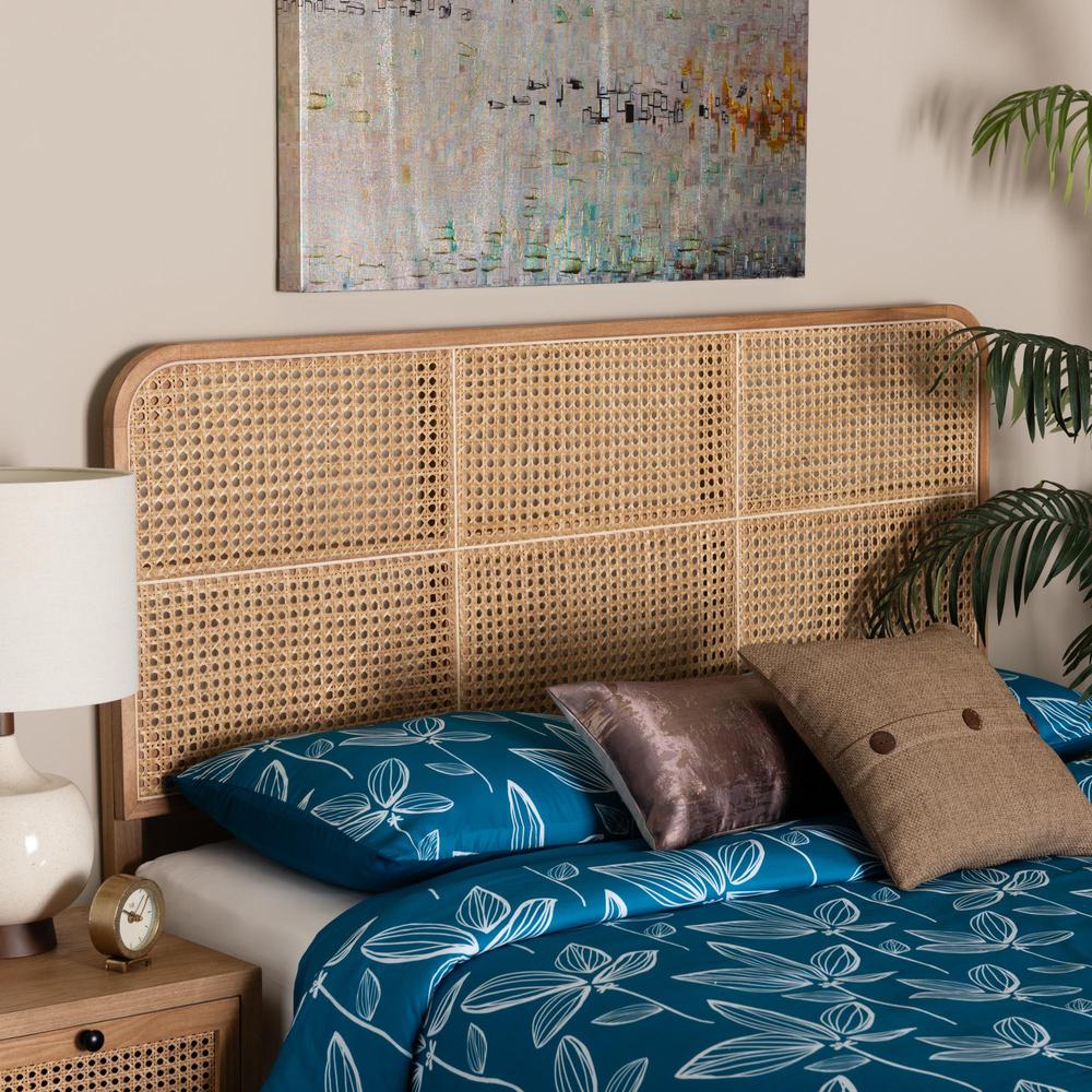 Lainer Modern Bohemian Natural Brown Finished Bayur Wood and Bamboo Headboard. Picture 13