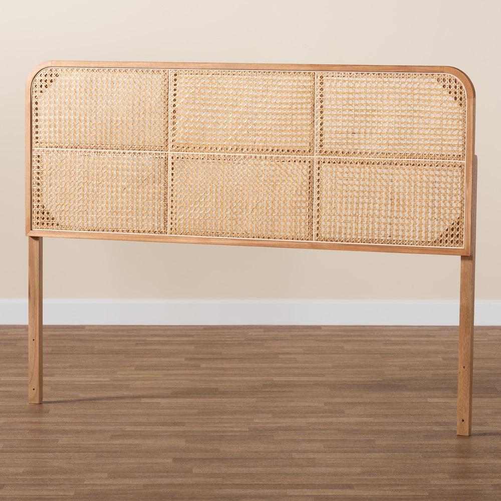 Lainer Modern Bohemian Natural Brown Finished Bayur Wood and Bamboo Headboard. Picture 14