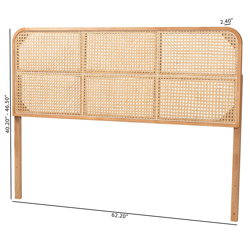 Lainer Modern Bohemian Natural Brown Finished Bayur Wood and Bamboo Headboard. Picture 15