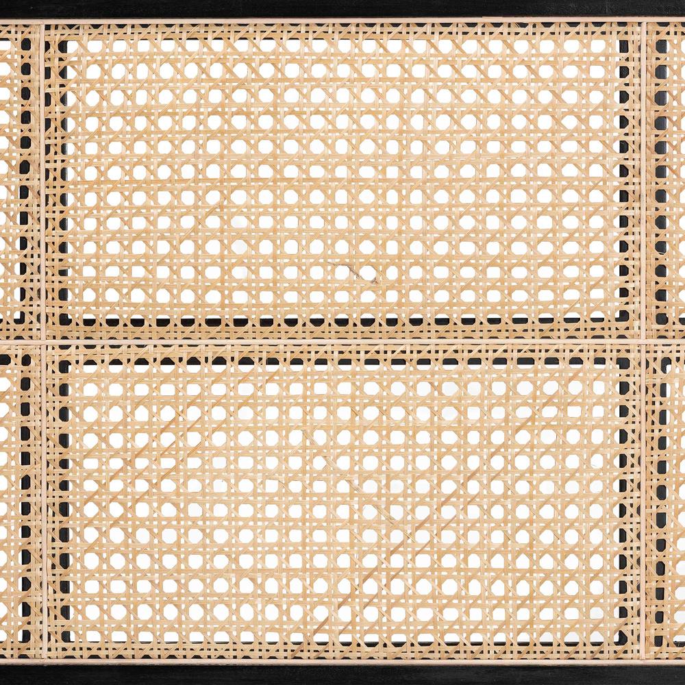 Lainer Modern Bohemian Black Finished Bayur Wood and Natural Bamboo Headboard. Picture 12