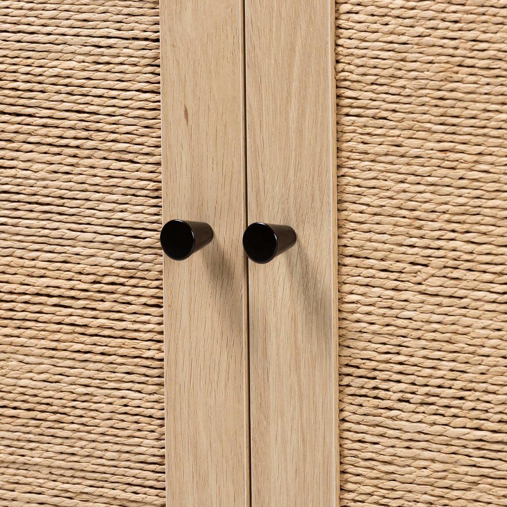 Cherelle Mid-Century Modern Light Brown and Black 2-Door Storage Cabinet. Picture 15