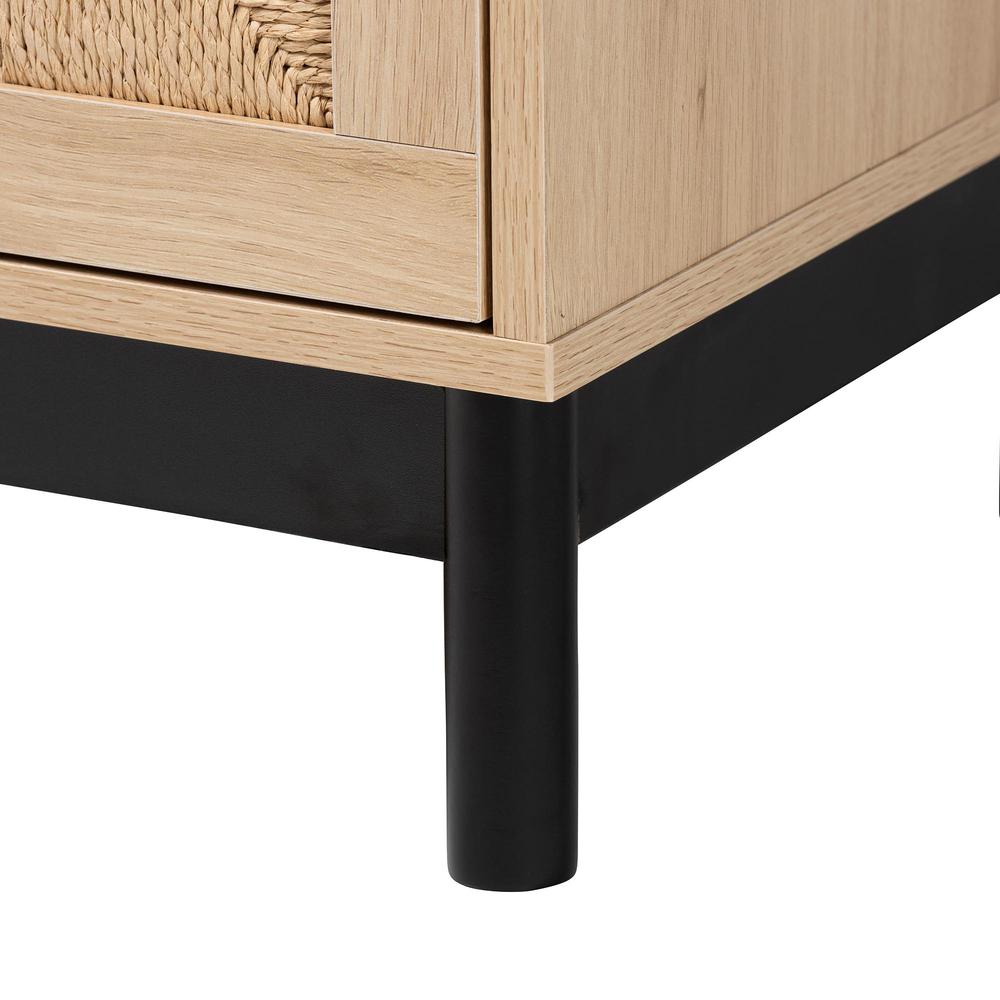 Cherelle Mid-Century Modern Light Brown and Black 3-Drawer Storage Cabinet. Picture 16