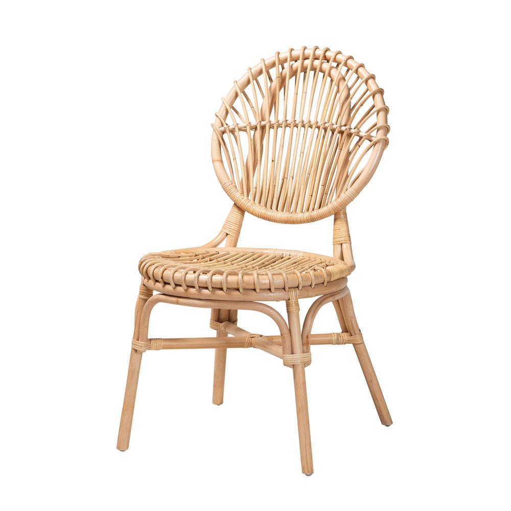 bali & pari Iris Modern Bohemian Natural Brown Rattan Dining Chair. Picture 11