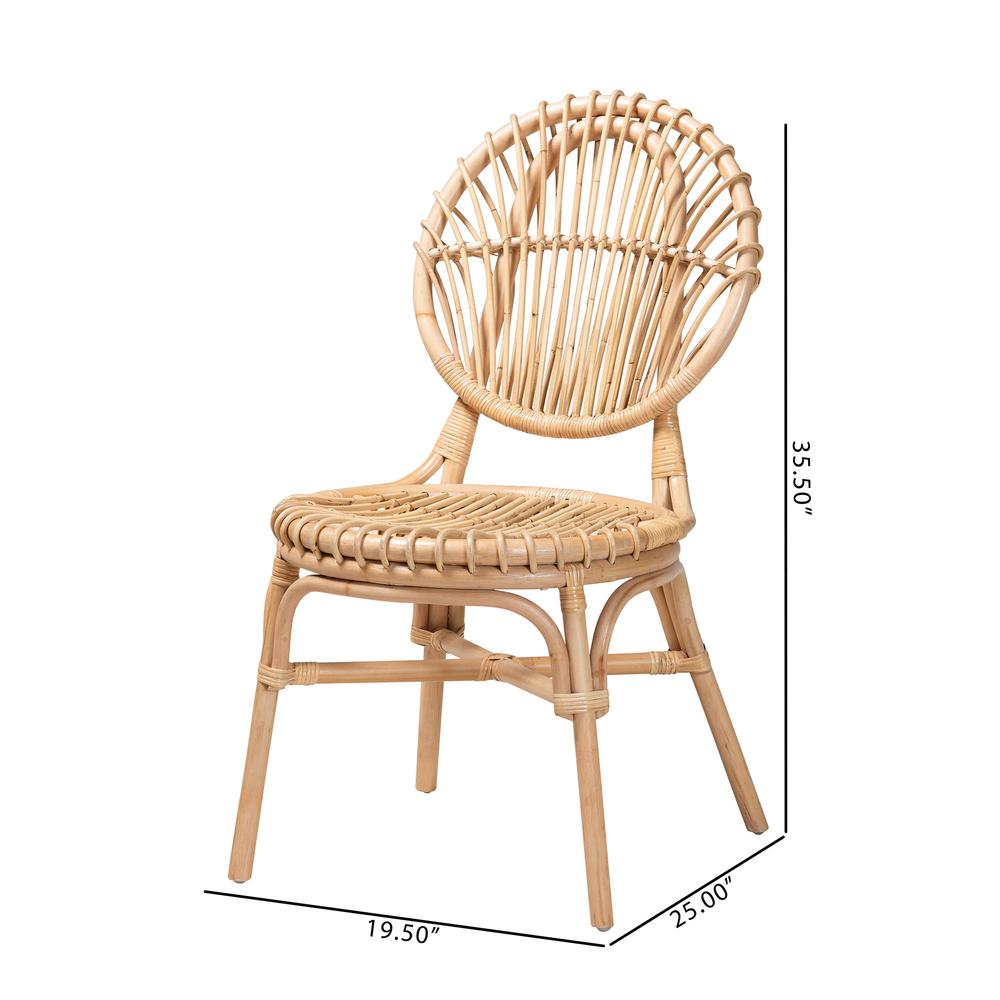 bali & pari Iris Modern Bohemian Natural Brown Rattan Dining Chair. Picture 20