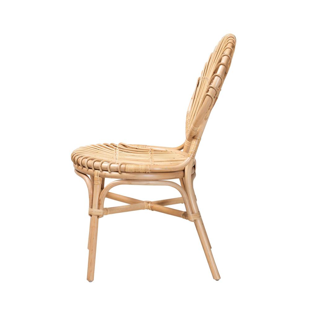 bali & pari Iris Modern Bohemian Natural Brown Rattan Dining Chair. Picture 13
