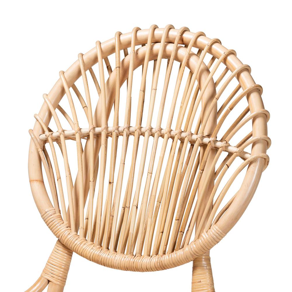 bali & pari Iris Modern Bohemian Natural Brown Rattan Dining Chair. Picture 15