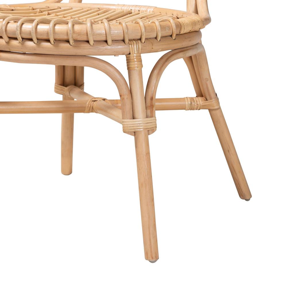 bali & pari Iris Modern Bohemian Natural Brown Rattan Dining Chair. Picture 16