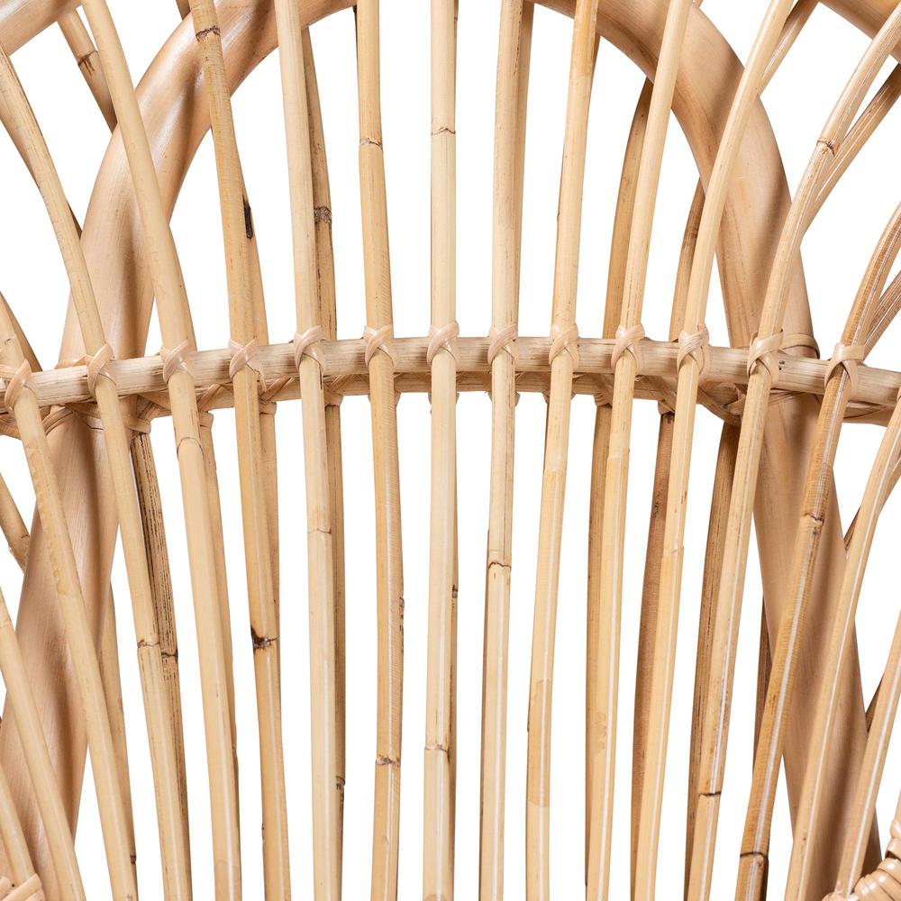 bali & pari Iris Modern Bohemian Natural Brown Rattan Dining Chair. Picture 17