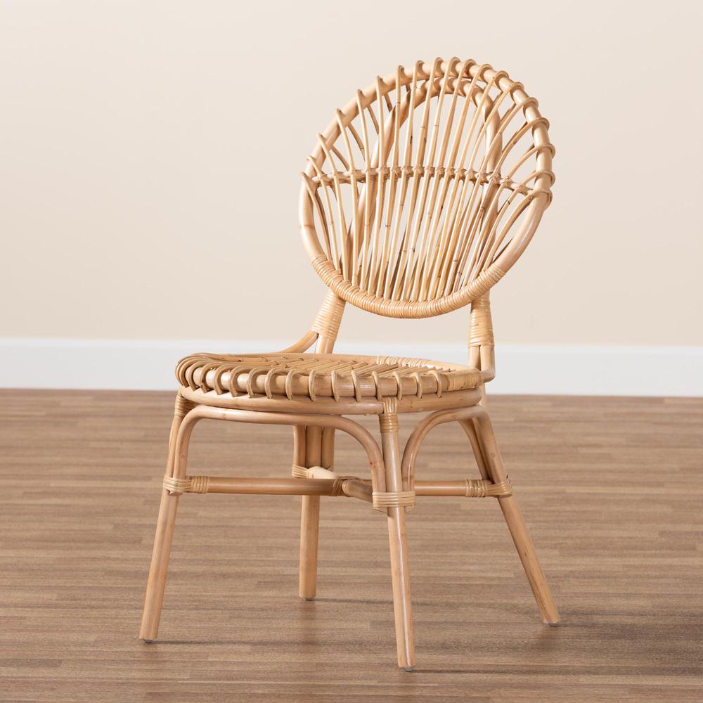 bali & pari Iris Modern Bohemian Natural Brown Rattan Dining Chair. Picture 19