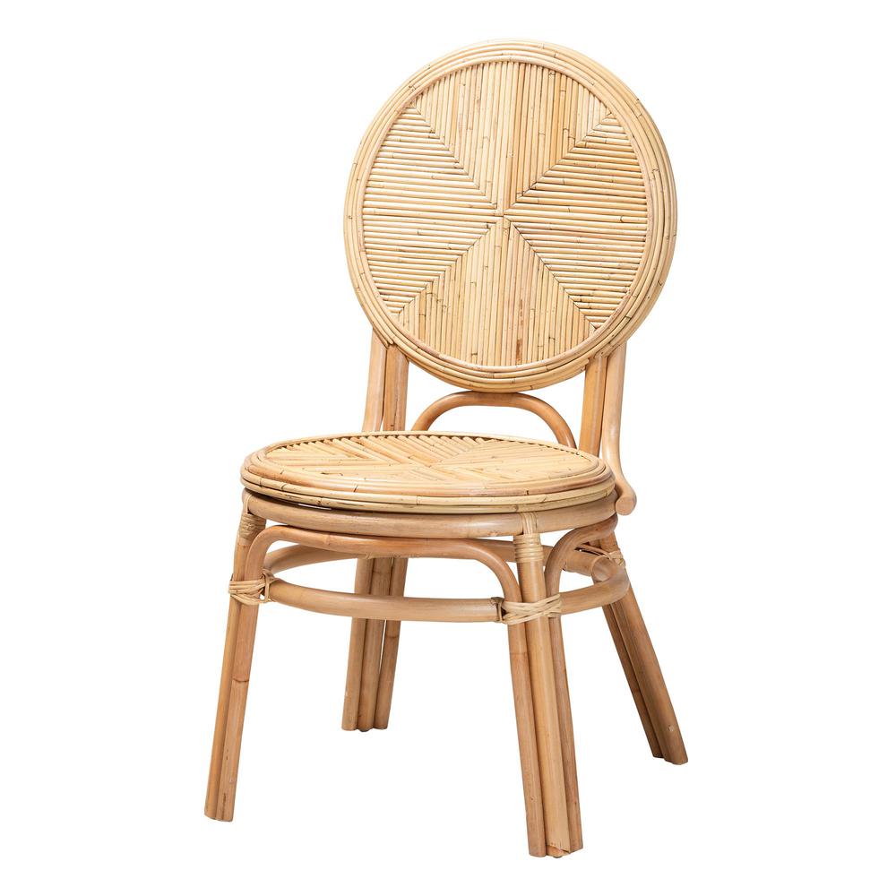 bali & pari Carita Modern Bohemian Natural Brown Rattan Dining Chair. Picture 11