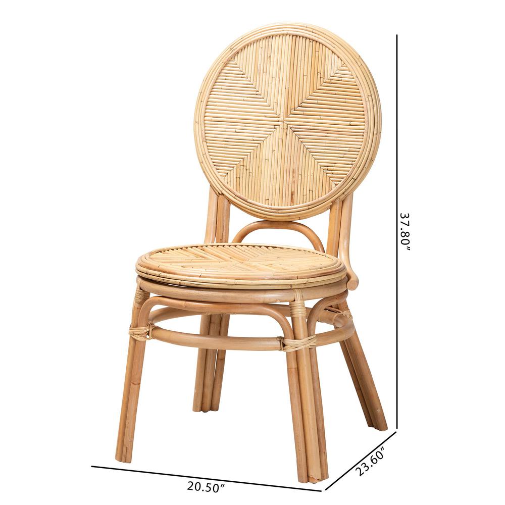 bali & pari Carita Modern Bohemian Natural Brown Rattan Dining Chair. Picture 20