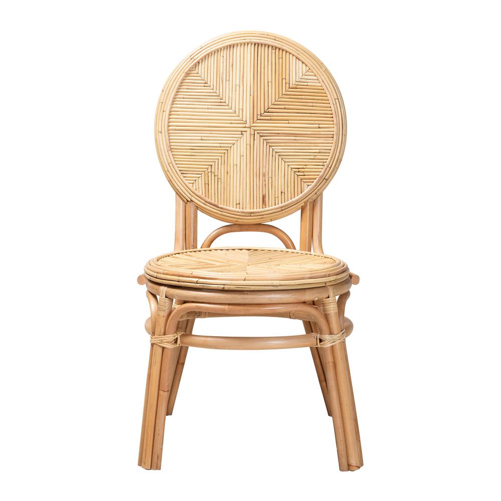 bali & pari Carita Modern Bohemian Natural Brown Rattan Dining Chair. Picture 12