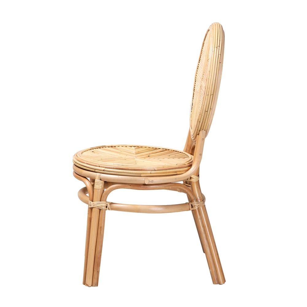 bali & pari Carita Modern Bohemian Natural Brown Rattan Dining Chair. Picture 13
