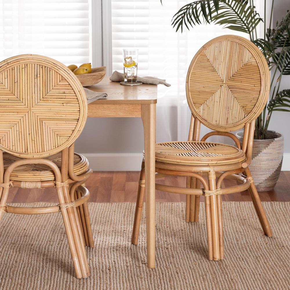 bali & pari Carita Modern Bohemian Natural Brown Rattan Dining Chair. Picture 18