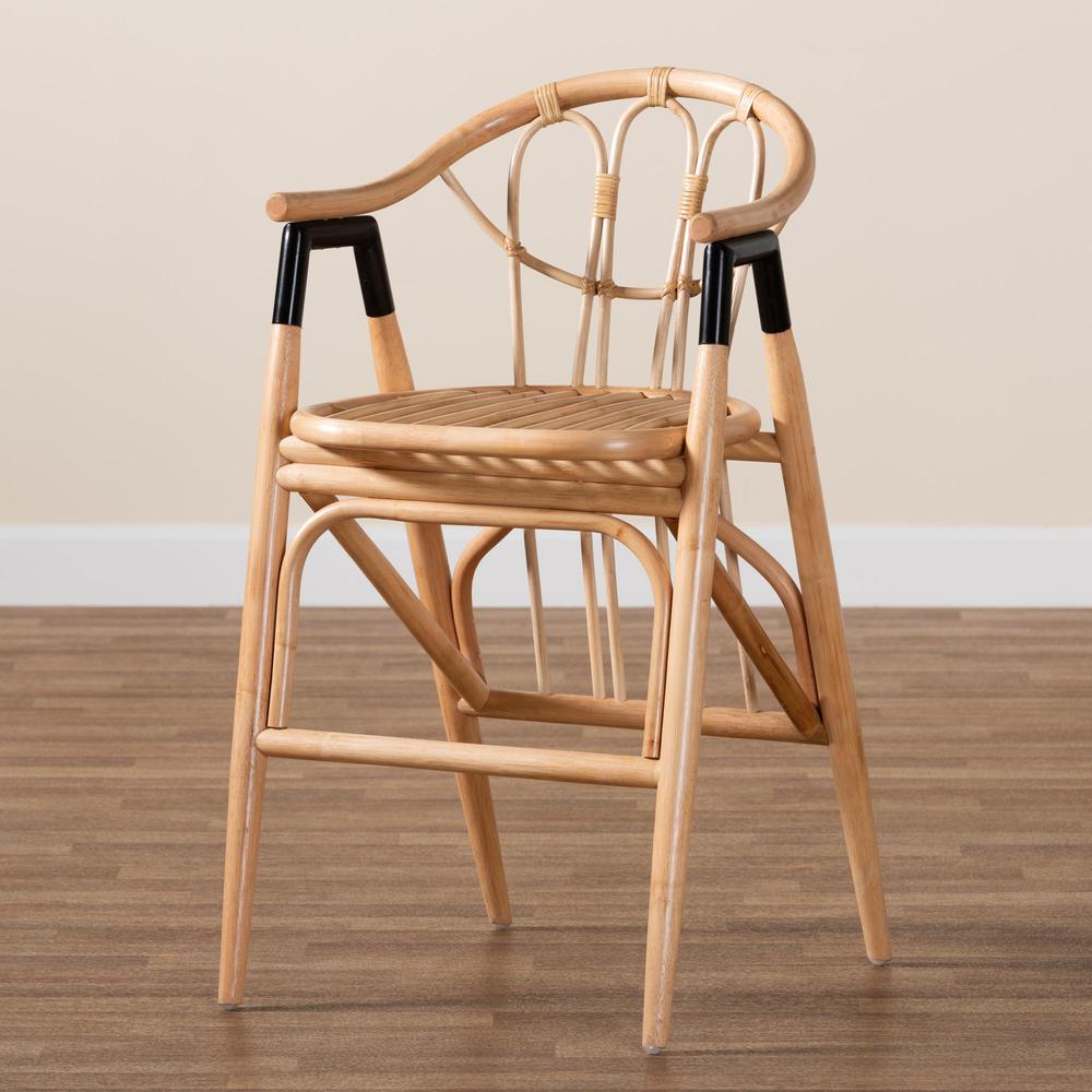 bali & pari Cyntia Modern Bohemian Natural Brown Rattan Counter Stool. Picture 19