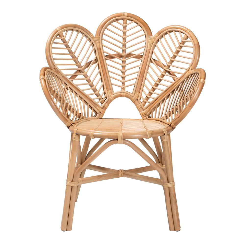 bali & pari Eliava Modern Bohemian Natural Rattan Flower Accent Chair. Picture 12