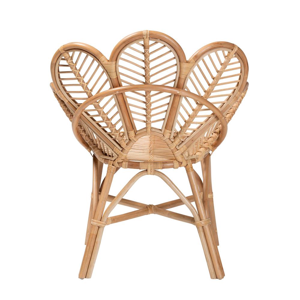 bali & pari Eliava Modern Bohemian Natural Rattan Flower Accent Chair. Picture 14