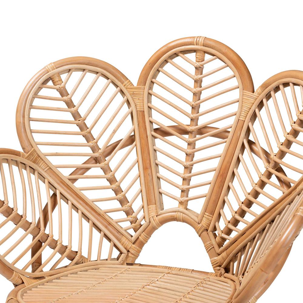 bali & pari Eliava Modern Bohemian Natural Rattan Flower Accent Chair. Picture 15