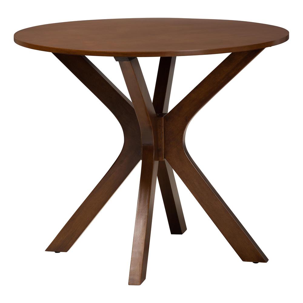 Walnut Brown Finished Wood and Woven Rattan 5-Piece Dining Set. Picture 13