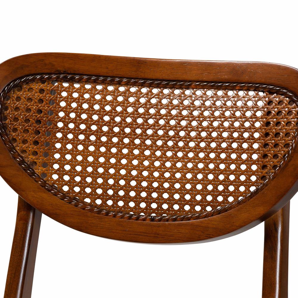 Walnut Brown Finished Wood and Woven Rattan 5-Piece Dining Set. Picture 15