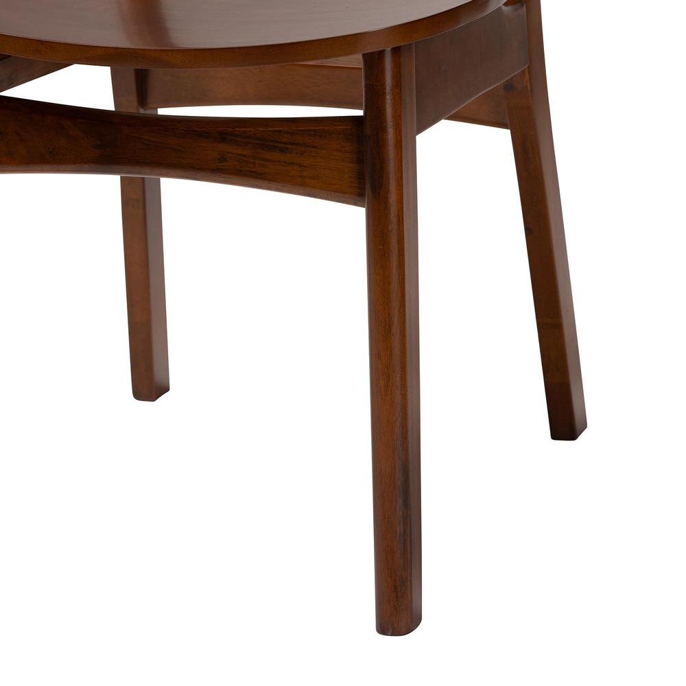 Walnut Brown Finished Wood and Woven Rattan 5-Piece Dining Set. Picture 16