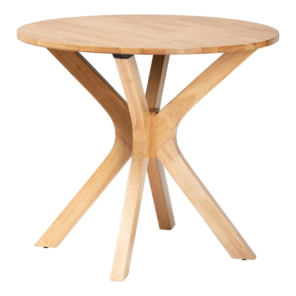 Camilo Mid-Century Modern Oak Brown Finished Wood and Rattan 5-Piece Dining Set. Picture 13
