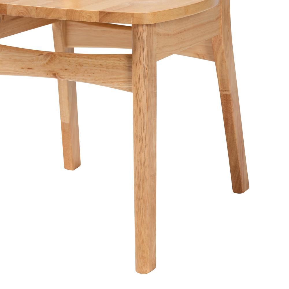 Camilo Mid-Century Modern Oak Brown Finished Wood and Rattan 5-Piece Dining Set. Picture 16
