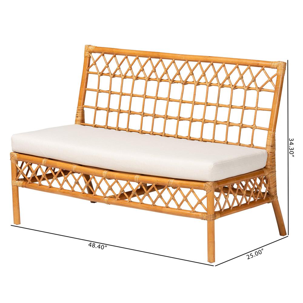 Capella Modern Bohemian Honey Rattan Dining Bench. Picture 20