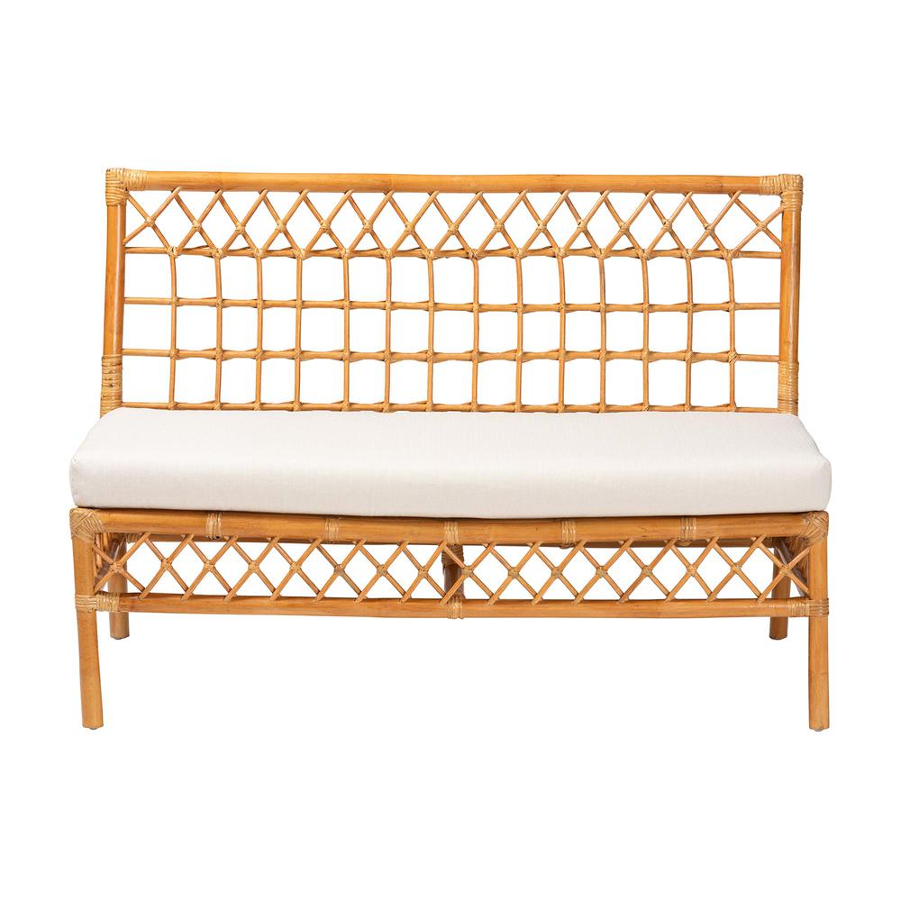 Capella Modern Bohemian Honey Rattan Dining Bench. Picture 12