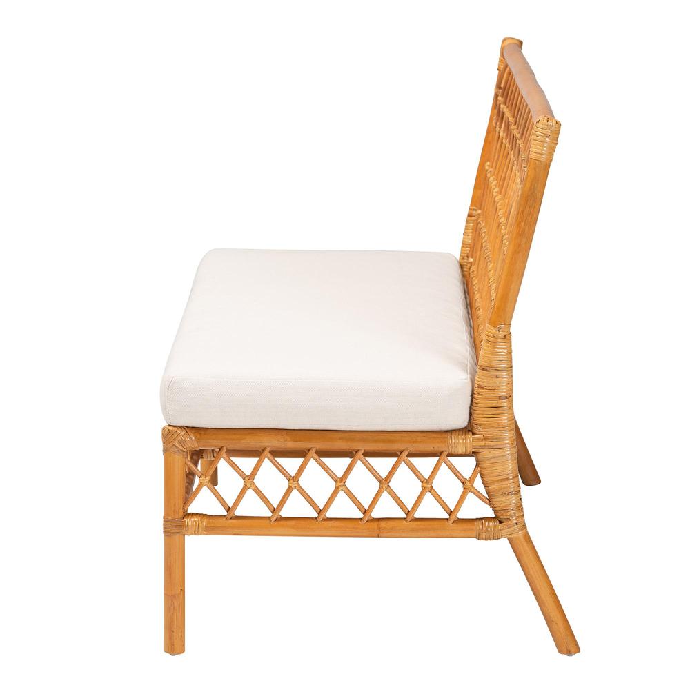 Capella Modern Bohemian Honey Rattan Dining Bench. Picture 13
