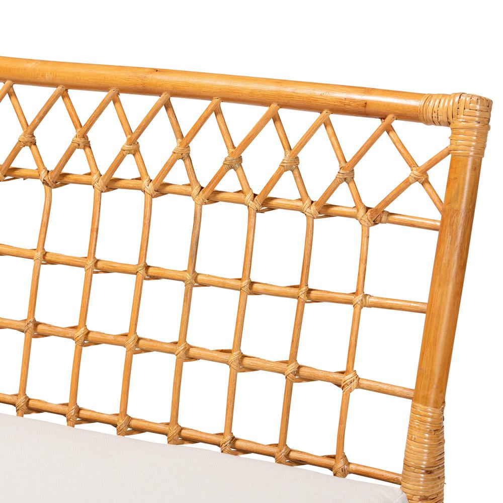 Capella Modern Bohemian Honey Rattan Dining Bench. Picture 15