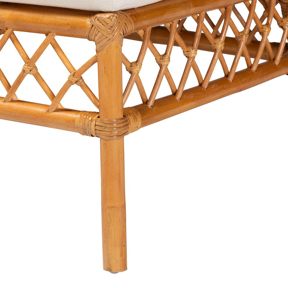 Capella Modern Bohemian Honey Rattan Dining Bench. Picture 16