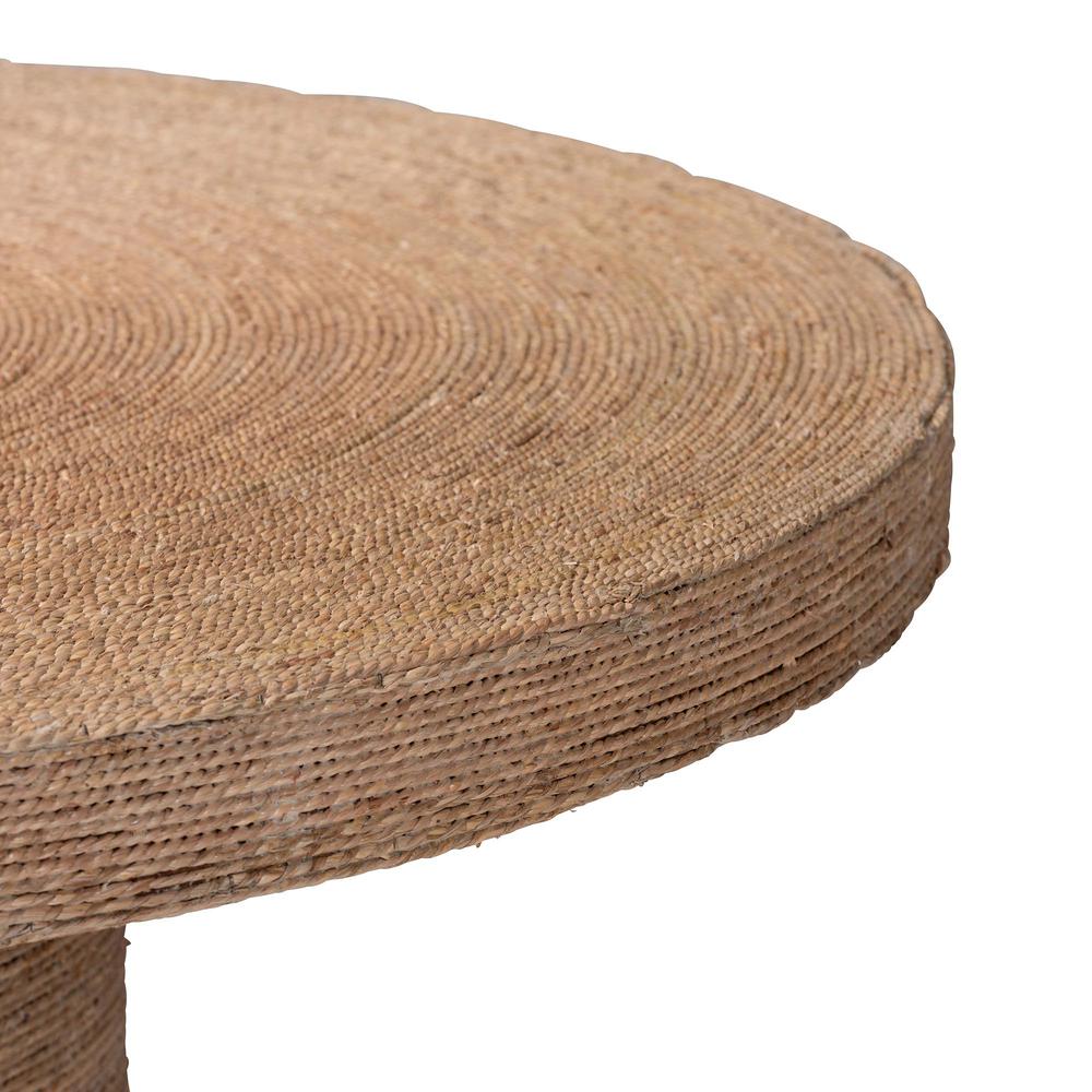 bali & pari Bistra Modern Bohemian Natural Brown Seagrass and Wood Dining Table. Picture 9