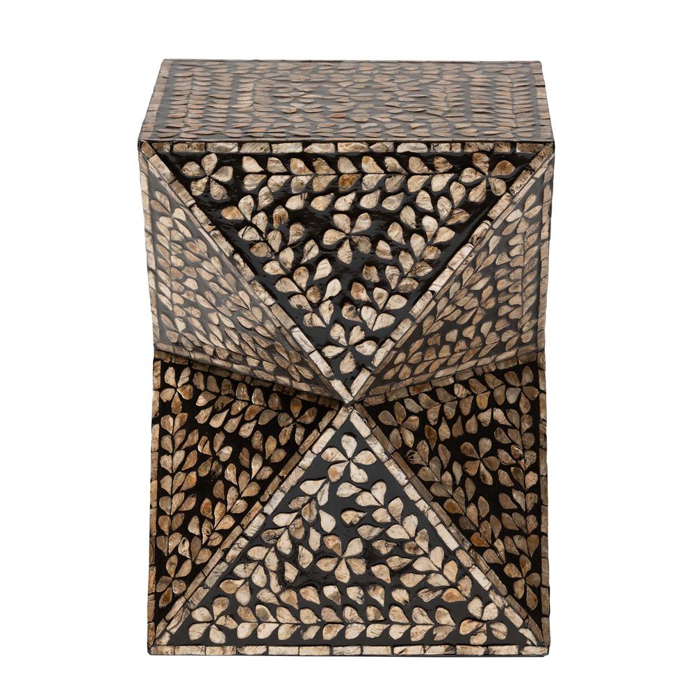 Baxton Studio Feronia Modern Bohemian Black and Bronze Mother of Pearl End Table. Picture 10