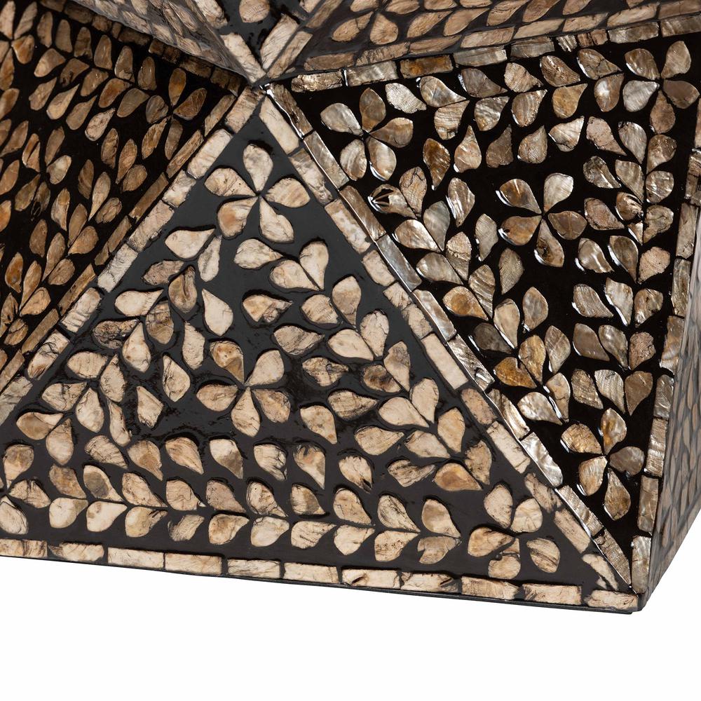 Baxton Studio Feronia Modern Bohemian Black and Bronze Mother of Pearl End Table. Picture 11