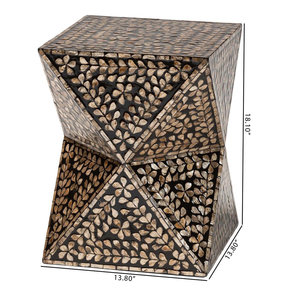 Baxton Studio Feronia Modern Bohemian Black and Bronze Mother of Pearl End Table. Picture 16