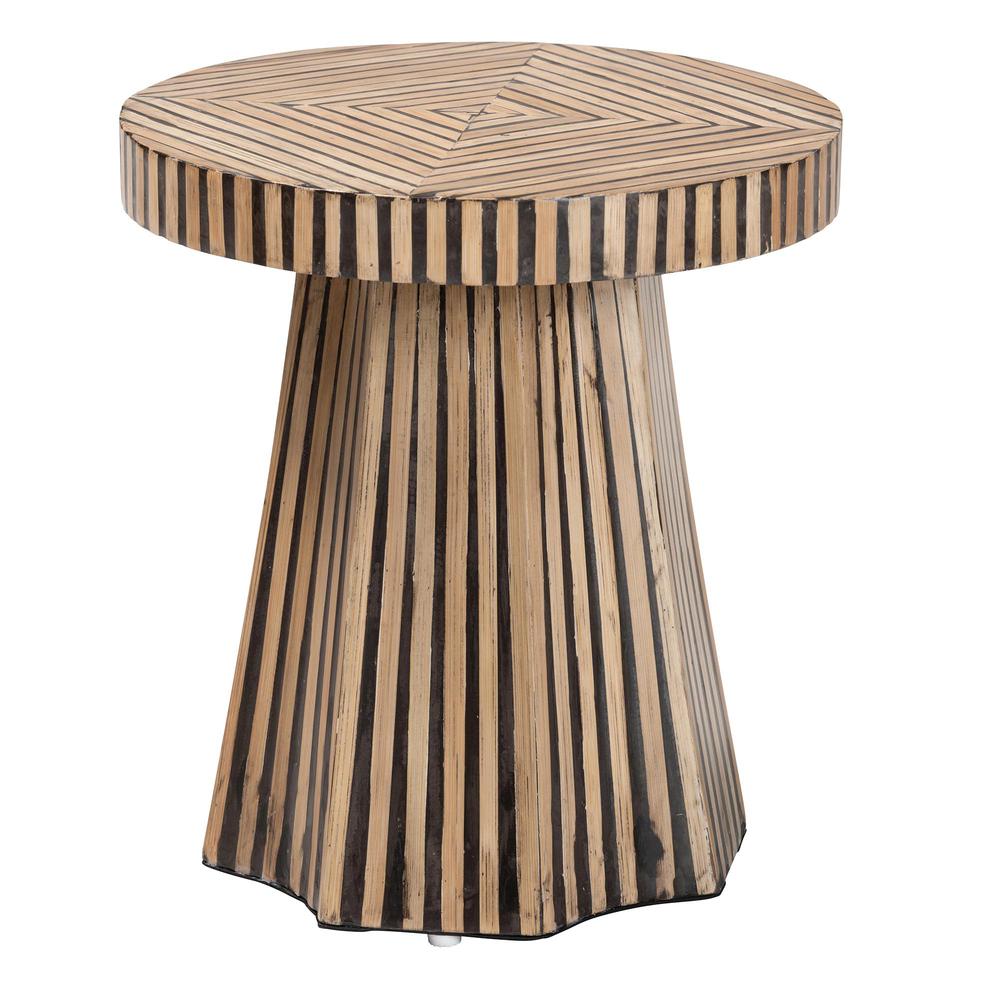 Devika Modern Bohemian Two-Tone Natural and Dark Brown Bamboo End Table. Picture 8